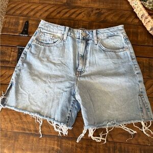 Light Blue Distressed Denim Shorts